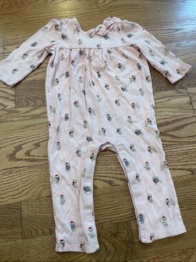 Janie and Jack Light Pink Puppy Print Long-Sleeve One-Piece